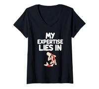 Femme Mon expertise réside dans l'harmonie des symboles du poisson koï, de la carpe japonaise T-Shirt avec Col en V