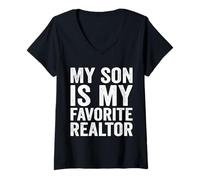 Femme Mon Fils est Mon Agent Immobilier préféré | Funny Realtor T-Shirt avec Col en V