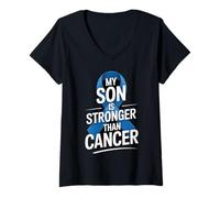 Femme Mon Fils est Plus Fort Que Le Cancer T-Shirt avec Col en V