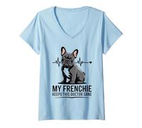 Femme Mon Frenchie Permet à ce médecin de mener Une Vie vétérinaire Saine T-Shirt avec Col en V