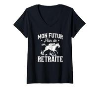 Femme Mon Futur Plan De Retraite Course De Chevaux T-Shirt avec Col en V