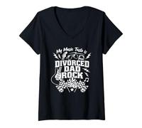 Femme Mon goût Musical est divorcé Dad Rock Funny Music T-Shirt avec Col en V