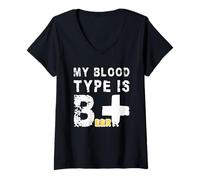Femme Mon Groupe sanguin est B+ | Bière Amusante Positive T-Shirt avec Col en V