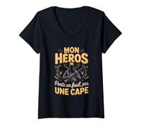 Femme Mon Héros Porte Un Fusil Pas Une Cape Chasseur T-Shirt avec Col en V