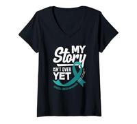Femme Mon Histoire n'est Pas Encore terminée - Sensibilisation au Cancer du col de l'utérus T-Shirt avec Col en V