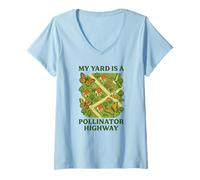 Femme Mon jardin est un jardin de pollinisateurs, d'abeilles et de papillons T-Shirt avec Col en V