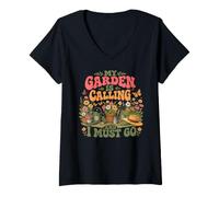 Femme Mon Jardin m'appelle et Je Dois Devenir Jardinier de Fleurs T-Shirt avec Col en V