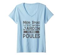 Femme Mon Jardin Mes Poules Humour Jardinage Jardinier Potager T-Shirt avec Col en V