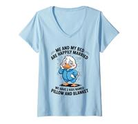 Femme Mon lit et Moi Sommes mariés et Nous Avons 2 Enfants nommés Duck T-Shirt avec Col en V