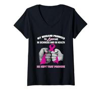 Femme Mon Mari a promis de m'aimer, il a gardé Cette promesse de Cancer T-Shirt avec Col en V