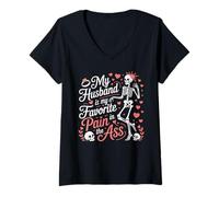 Femme Mon Mari est ma Femme squelettique préférée T-Shirt avec Col en V