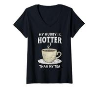 Femme Mon Mari est Plus Sexy Que Mon thé, drôle d'anniversaire de ma Femme T-Shirt avec Col en V
