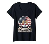 Femme Mon Marin préféré m'appelle Mon Fils T-Shirt avec Col en V