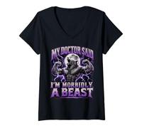 Femme Mon médecin a Dit Que j'étais Un Loup-Garou morbide T-Shirt avec Col en V