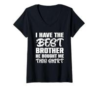 Femme Mon meilleur frère m'a acheté ça T-Shirt avec Col en V