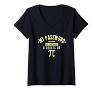 Femme Mon Mot de Passe est Les 8 Derniers Chiffres de Pi Day Maths Nerd T-Shirt avec Col en V