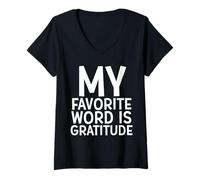 Femme Mon Mot préféré est la Gratitude T-Shirt avec Col en V