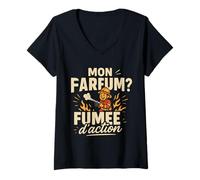 Femme Mon Parfum fumée d'action Pompier T-Shirt avec Col en V