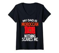 Femme Mon père est marocain, Rien ne m'effraie, Papa drôle T-Shirt avec Col en V