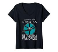 Femme Mon père n'a pas élevé de princesse Viking Shield-Maiden T-Shirt avec Col en V
