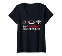 Femme Mon Pire Joueur Amusant de cauchemars T-Shirt avec Col en V