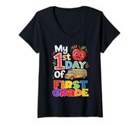 Femme Mon Premier Jour de e première année : Apple Back to School T-Shirt avec Col en V