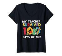 Femme Mon Professeur a survécu à 100 Jours, Moi Trex, 100e Jour d'école, garçons T-Shirt avec Col en V