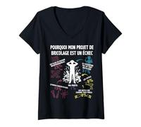 Femme Mon Projet de Bricolage Bricoleur Bricole Homme Drôle T-Shirt avec Col en V
