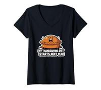 Femme Mon régime de Thanksgiving Commence l'année Prochaine | Funny Pie T-Shirt avec Col en V
