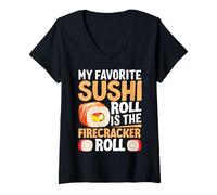 Femme Mon Rouleau de Sushi préféré est Le Firecracker Roll T-Shirt avec Col en V