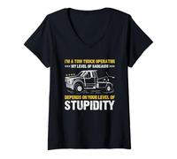 Femme Mon Sarcasme dépend de Votre Niveau de stupidité T-Shirt avec Col en V