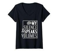 Femme Mon Silence en Dit Long - Trouble De La Communication T-Shirt avec Col en V