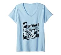 Femme Mon Super Pouvoir est de Faire disparaître Le Chocolat T-Shirt avec Col en V