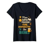 Femme Mon Super-Pouvoir ? Faire disparaître Les bières - Kawaii T-Shirt avec Col en V