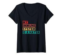 Femme Mon Système Immunitaire Est Un Détracteur T-Shirt avec Col en V