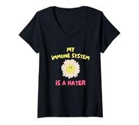 Femme Mon Système Immunitaire Est Un Détracteur T-Shirt avec Col en V