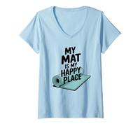 Femme Mon Tapis DE Yoga EST Mon Lieu DE Yoga IDÉAL T-Shirt avec Col en V