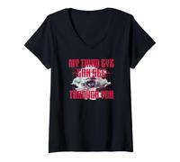 Femme Mon troisième œil Peut Voir à Travers Vous l'humour T-Shirt avec Col en V