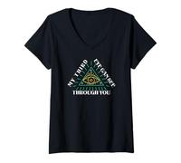 Femme Mon troisième œil Peut Voir à Travers Vous l'humour T-Shirt avec Col en V