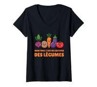 Femme Mon Truc C’est De Cultiver des Légumes Humour Jardinage T-Shirt avec Col en V