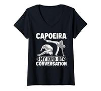 Femme Mon Type de Conversation : Capoeira T-Shirt avec Col en V
