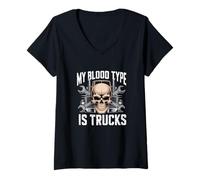 Femme Mon Type DE Sang EST des CAMIONS Dit Tous Les CAMIONS T-Shirt avec Col en V