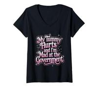 Femme Mon Ventre me Fait Mal et Je suis en colère Contre Le T-Shirt avec Col en V