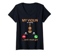 Femme Mon Violon m'appelle et Je Dois y Aller Funny Violin Lover Violon T-Shirt avec Col en V