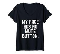 Femme Mon Visage n'a Pas de Bouton muet Witty Observational T-Shirt avec Col en V