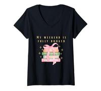 Femme Mon Week-End est entièrement réservé T-Shirt avec Col en V
