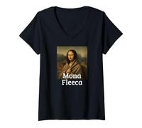 Femme Mona Fleeca Leonardo Da Vinci Funny Cold Mona Lisa T-Shirt avec Col en V
