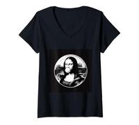 Femme Mona Lisa Bubblegum drôle T-Shirt avec Col en V