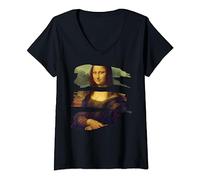 Femme Mona Lisa La Joconde La Joconde Léonard de Vinci T-Shirt avec Col en V