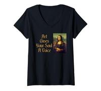 Femme Mona Lisa - L'art donne à votre âme une voix T-Shirt avec Col en V